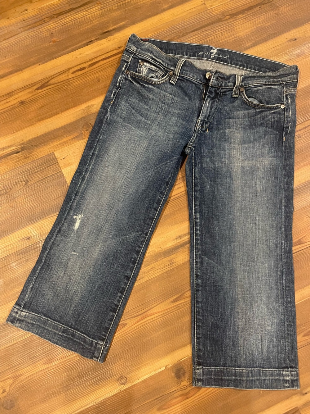 7 For All Mankind Faded Blue Cropped Jeans